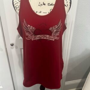 Harley-Davidson Red Silver Tank Top with Wing Design